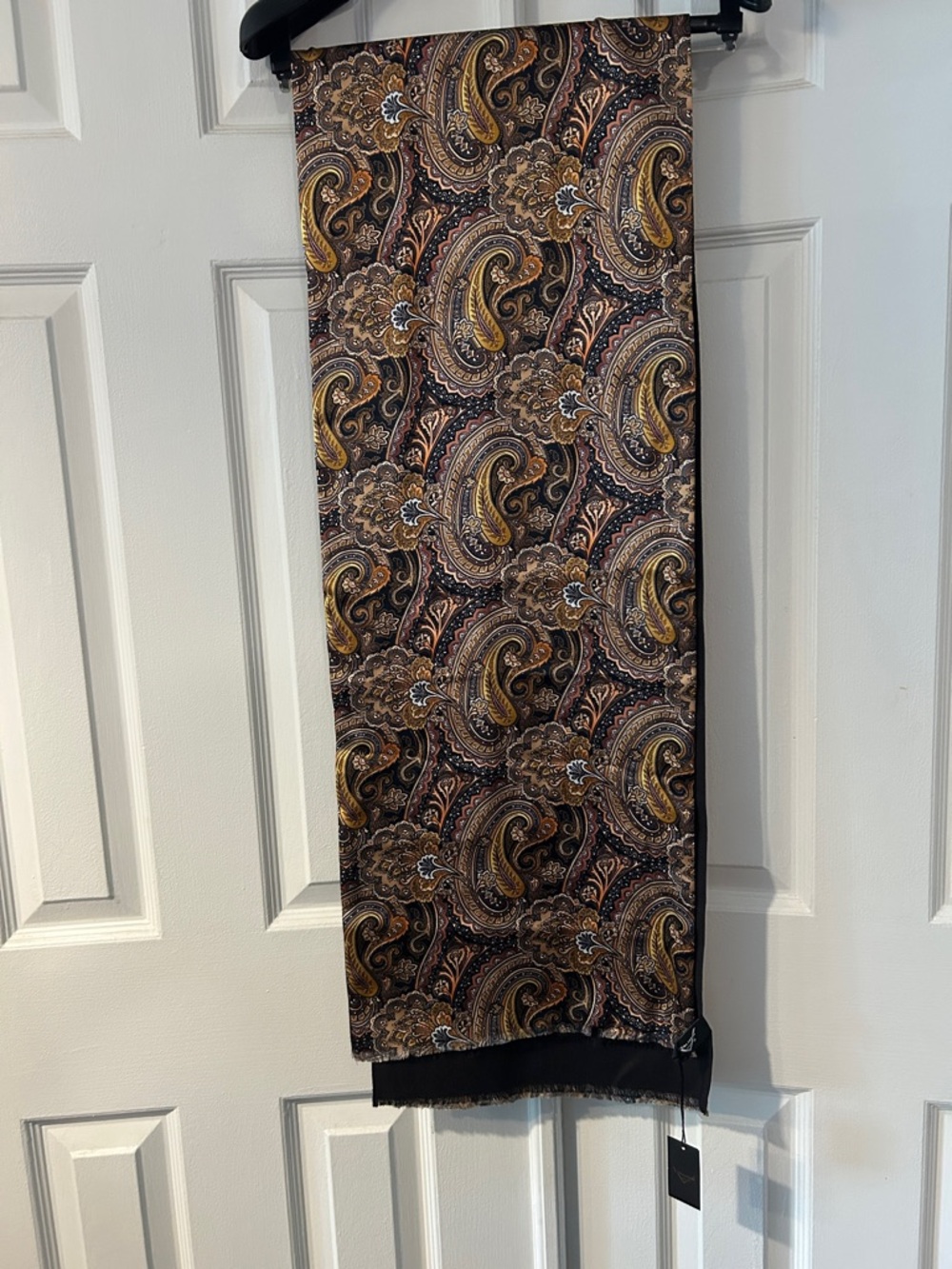Men’s Paisley Dress Scarf in Brown and Gold – Classic Layering Accessory